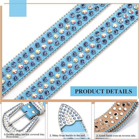BOGO Un Fader Faux Leather Embellished Rhinestone Crystal Bling Western Belt XL - Picture 8 of 10